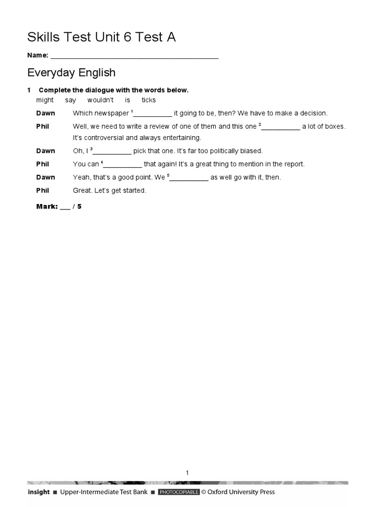 Unit 6 Skills Test Overview | PDF | Newspapers | News