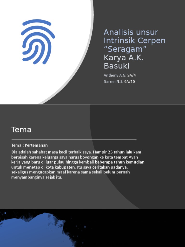 Analisis unsur Intrinsik Cerpen “Seragam” Karya A.K. Basuki