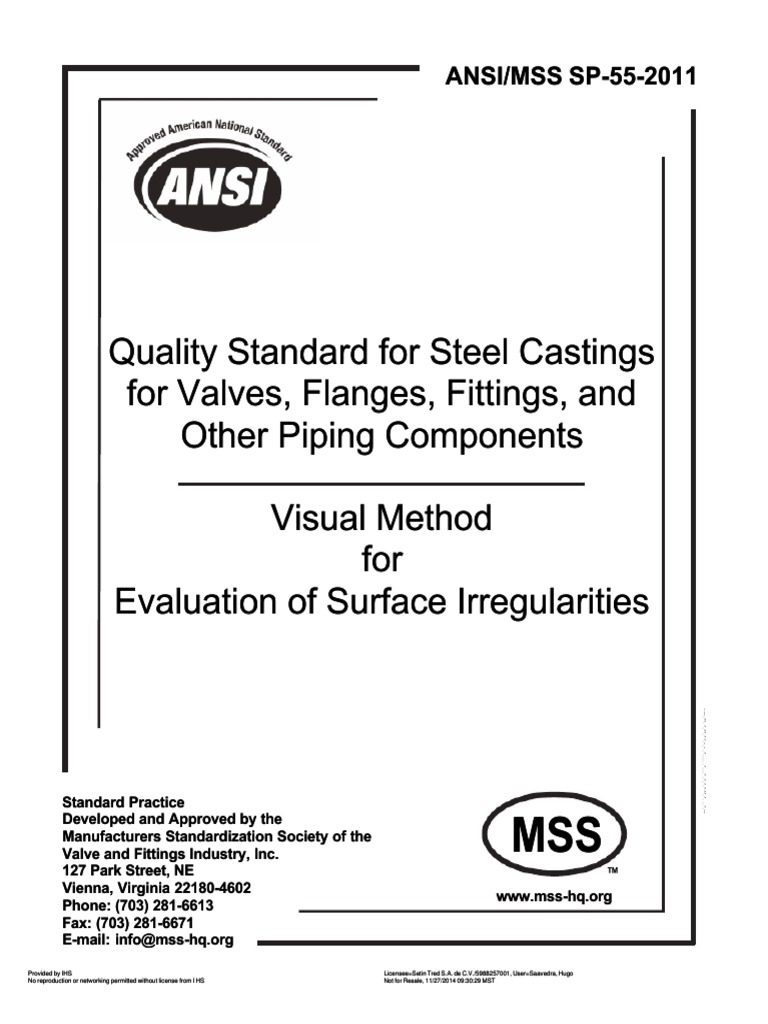 Ansi Mss SP 55 PDF | PDF | Casting (Metalworking) | Materials