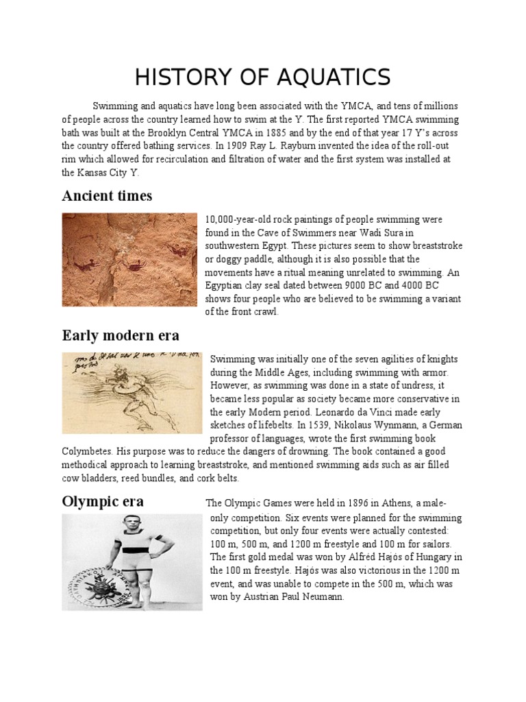 HISTORY OF AQUATICS Mildred PDF Swimming (Sport) Swimming