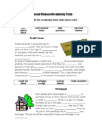 Personal Finance Vocabulary Cloze: Fill in The Blanks With The Vocabulary Items Listed Above Each Paragraph