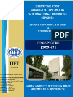 Prospectus (2020-21) : Executive Post Graduate Diploma in International Business (Epgdib)