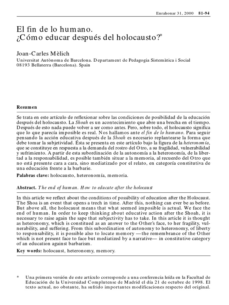 El Fin de Lo Humano PDF | PDF | Immanuel Kant | Era de iluminacion