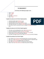 Worksheet: Write The Past Participle (3rd Form) of The Following Irregular Verbs