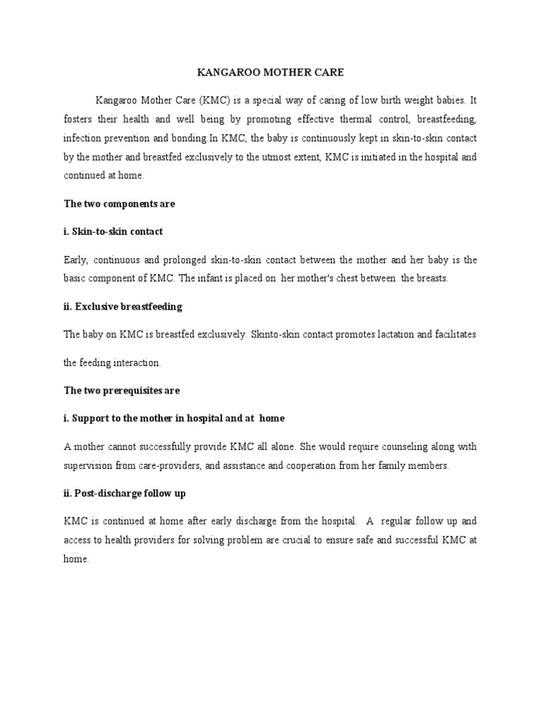 Kangaroo Mother Care | PDF | Breastfeeding | Infancy