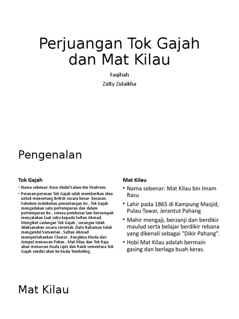 Perjuangan Tok Gajah Dan Mat Kilau | PDF