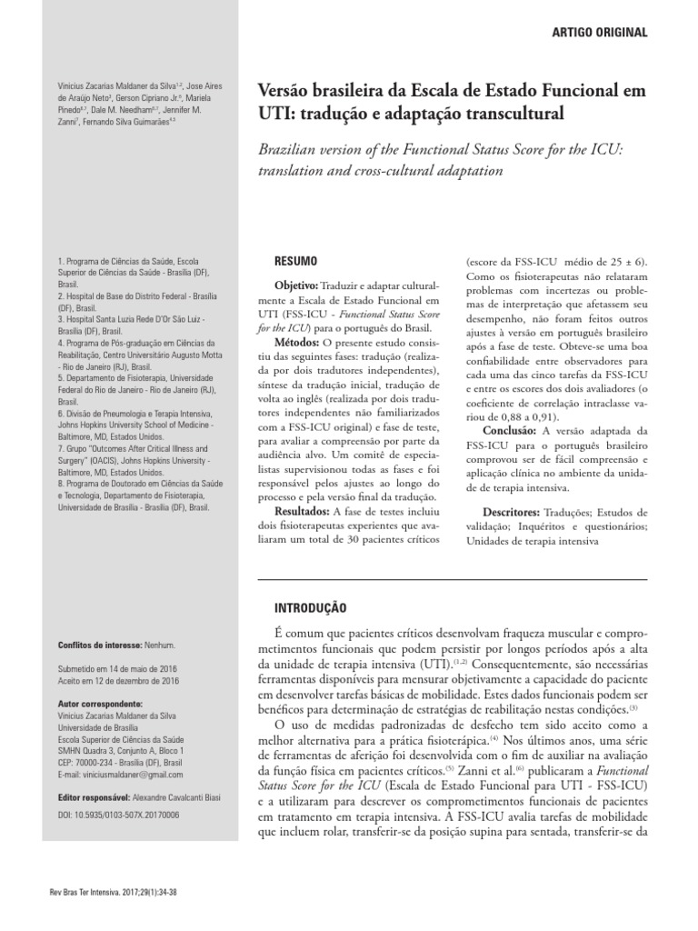 Adaptação da Escala FSS-ICU para Português | PDF | Unidade de ...