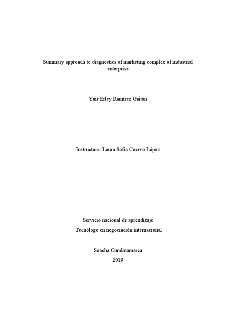 A Concise Approach to Diagnosing the Marketing Systems of Industrial