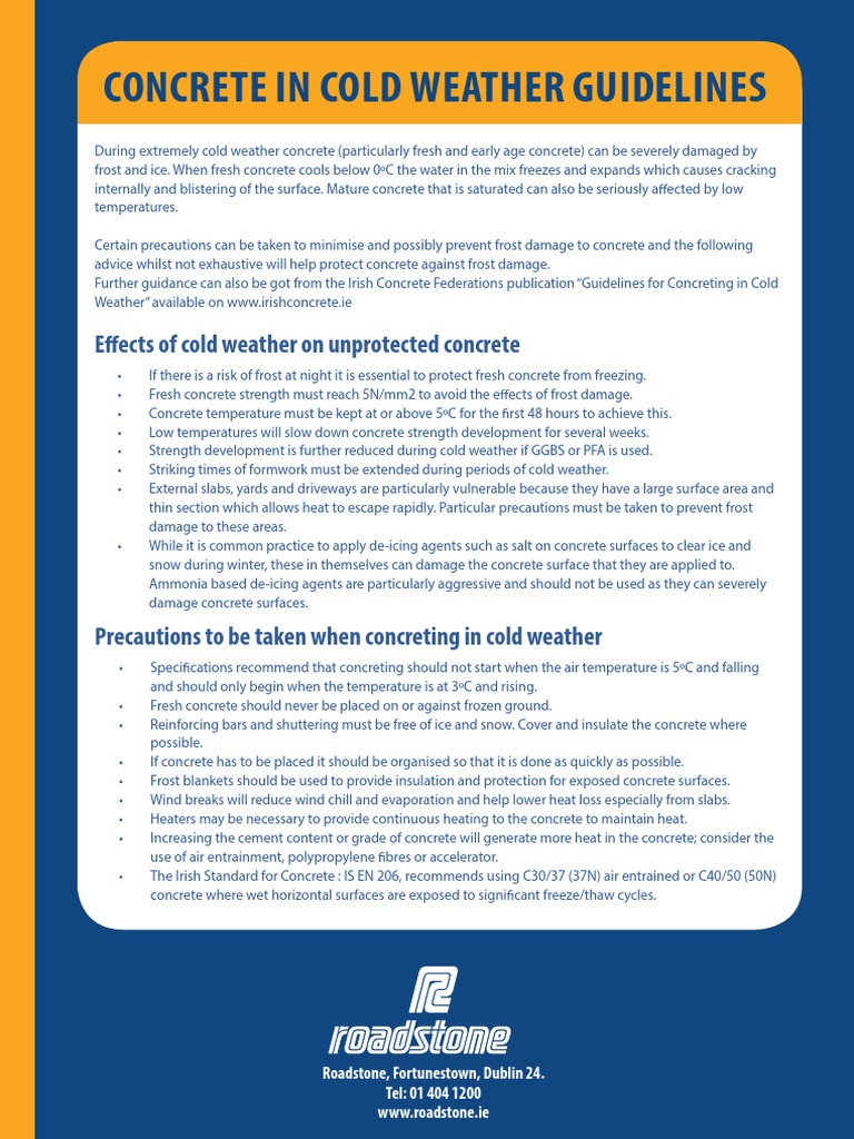 Concrete in Cold Weather Guidelines | PDF | Frost | Ice
