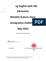 Learning English With CBC Edmonton Monthly Feature Story: Immigration Challenges May 2013