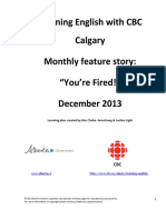 Learning English With CBC Calgary Monthly Feature Story: "You're Fired!" December 2013