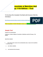 Williams Essentials of Nutrition and Diet Therapy 11th Edition - Test Bank