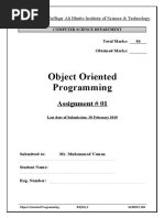 Object Oriented Programming: Assignment # 01