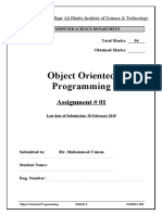 Object Oriented Programming: Assignment # 01