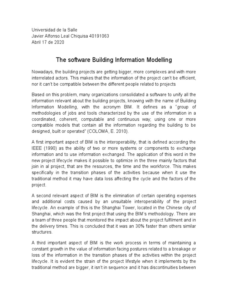Benefits of Building Information Modelling | PDF | Building Information ...