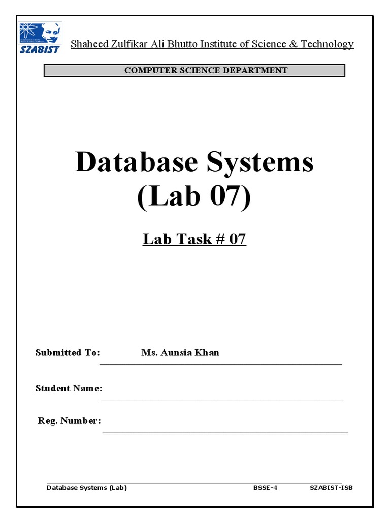Database Systems (Lab 07) | PDF | Scientific Modeling | Computer Data