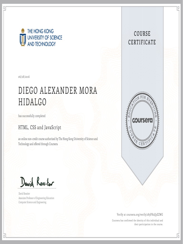 HTML, CSS, and JavaScript Certificate | PDF | Software Development ...