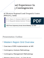 Operational Experience in Managing Contingencies: Western Regional Load Despatch Center (WRLDC), India