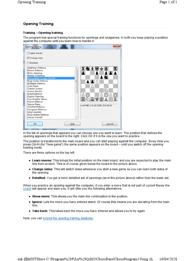 Chess Opening Training Guide | PDF
