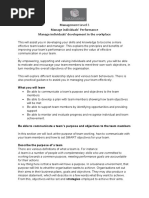 Management Level 3 Manage Individuals' Performance Manage Individuals' Development in The Workplace