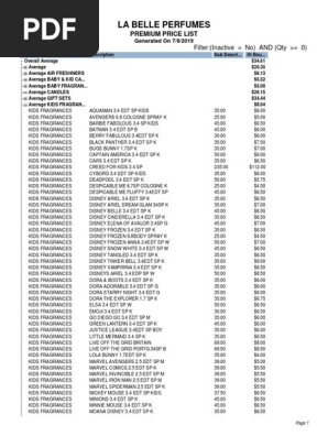 PRICE LIST PREMIU de PDF Perfume Perfumery