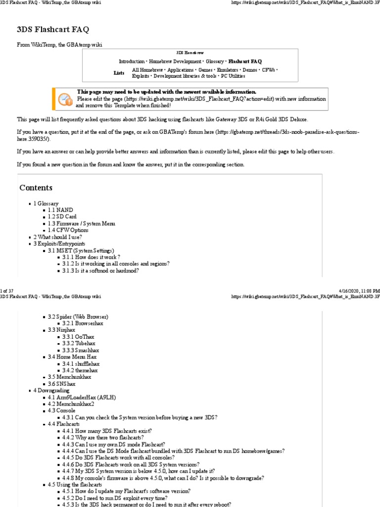 3DS Flashcart FAQ PDF Booting Read Only Memory