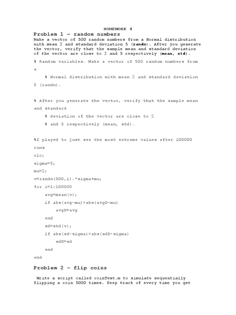 Problem 1 - Random Numbers: Homework 4 | PDF | Poisson Distribution ...