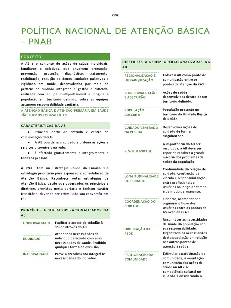 Resumo - Política Nacional de Atenção Básica - Pnab | PDF | Enfermagem ...