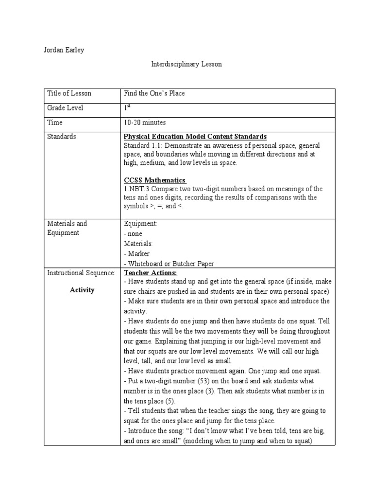 Interactive Place Value Lesson Plan | PDF | Cognitive Science ...