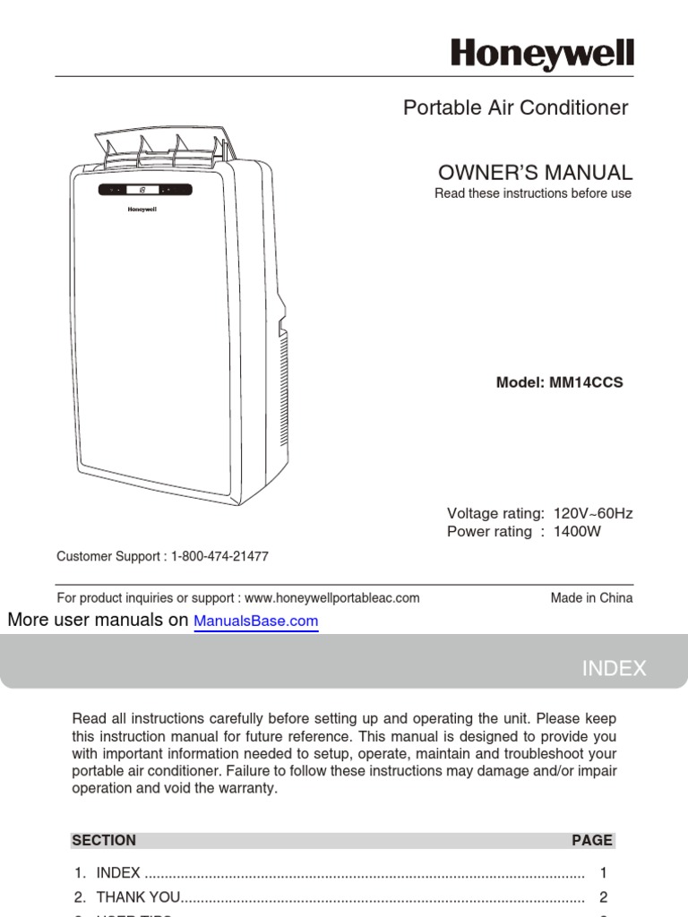 Honeywell Air Conditioner MM14CCS PDF Air Conditioning Electrical