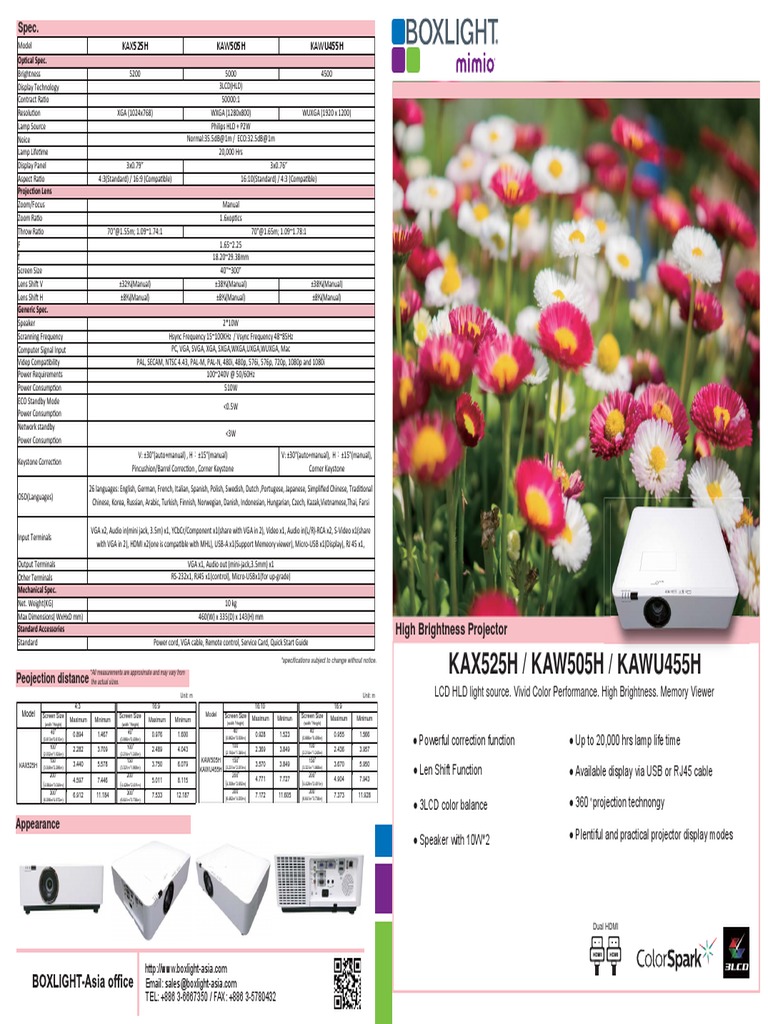 Projector Boxlight All Type PDF | PDF | Film Industry | Media Formats