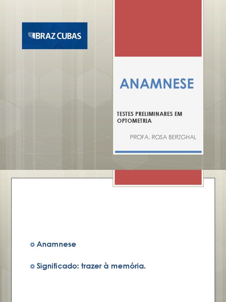 Anamnese PDF, PDF, Optometria