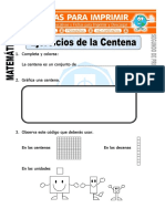 Ficha de Ejercicios de La Centena para Segundo de Primaria PDF