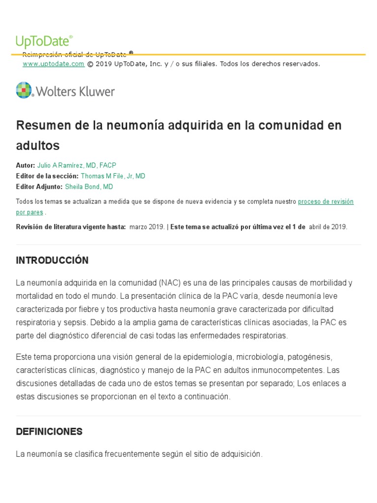 Overview of Community-Acquired Pneumonia in Adults - UpToDate | PDF ...