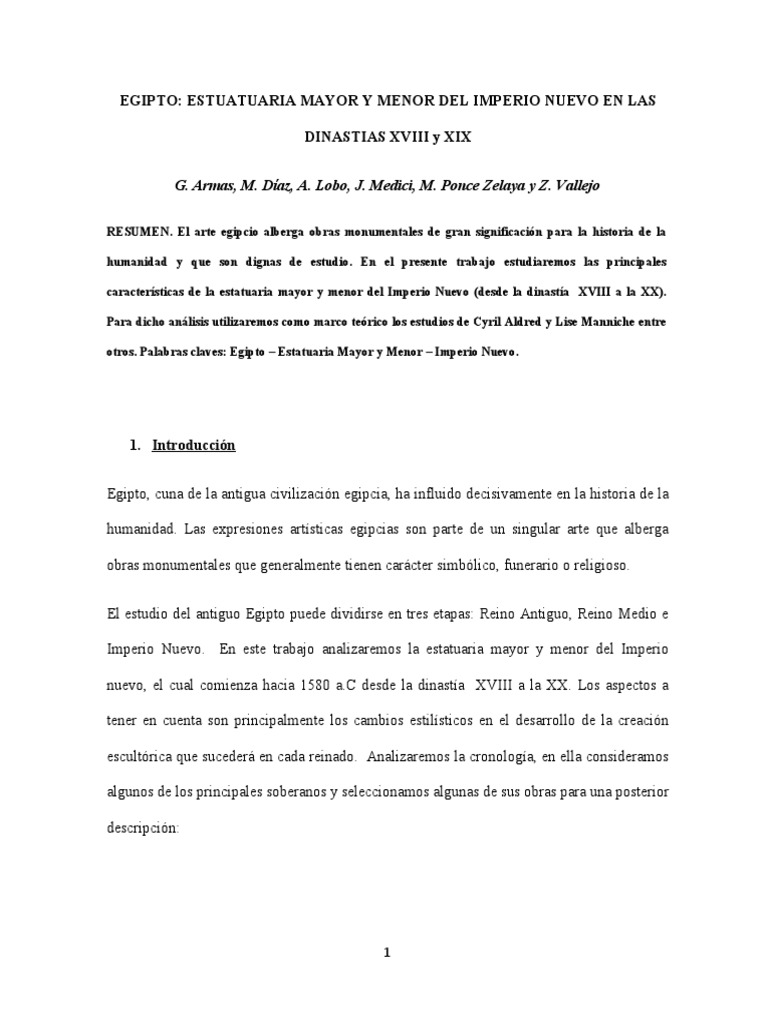 Grupo 10. Estatuaria Mayor y Menor Del Imperio Nuevo PDF Escultura