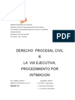 La Via Ejecutiva y El Procedimiento de Intimacion