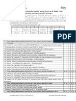 Questionnaire To Determine The Impact of Various Factors On The Supply Chain Competition and Organizational Performance
