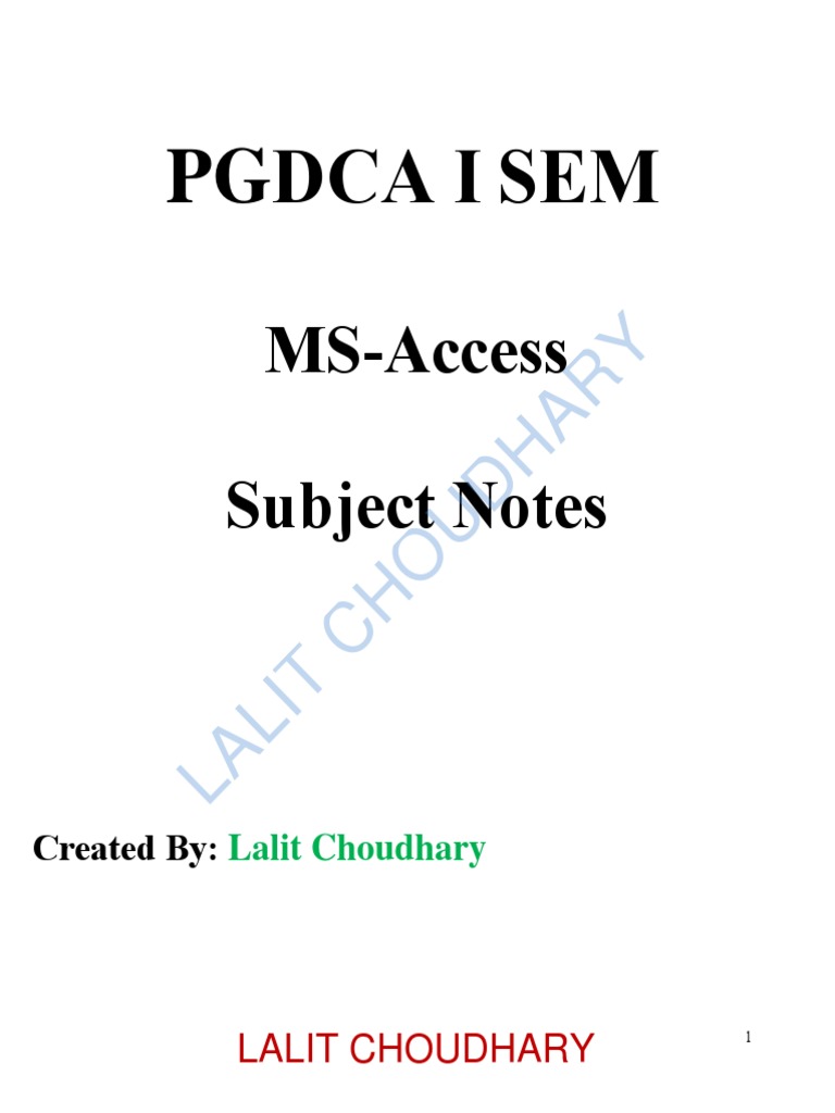 Ms Access Hindi Notes Pgdca 1st Semester Pdf Pdf Information Science Information Retrieval