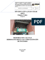 I.E Julio Cesar Arce Hidrosanitario Memorias HS Gas y Rci