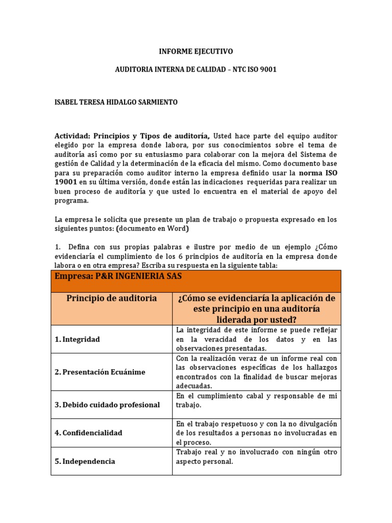 Informe Ejecutivo de Auditoría Interna | PDF | Auditoría | Business