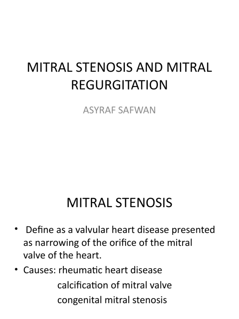 Mitral Stenosis and Regurgitation Overview | PDF | Heart | Thorax ...