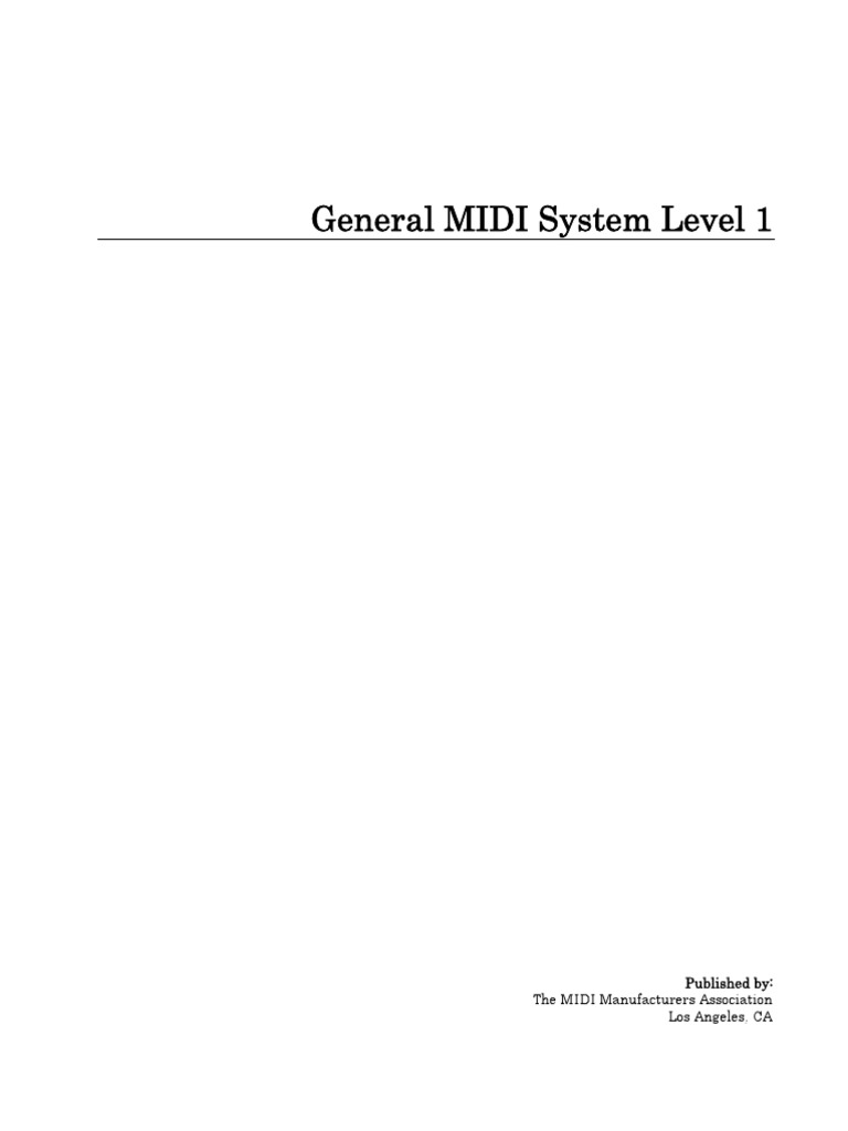 General MIDI System Level 1 Published By The MIDI Manufacturers