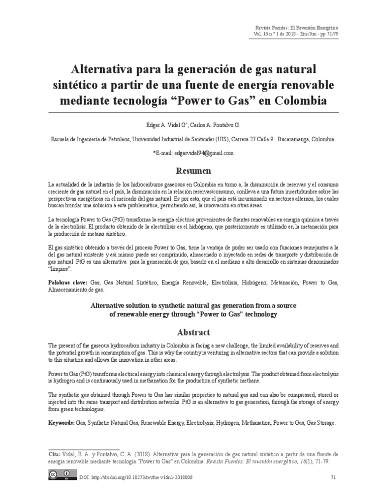 Generación de gas natural sintético en Colombia | PDF | Generación ...