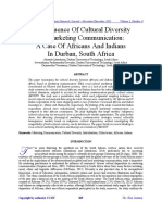 The Influence of Cultural Diversity On Marketing Communication: A Case of Africans and Indians in Durban, South Africa
