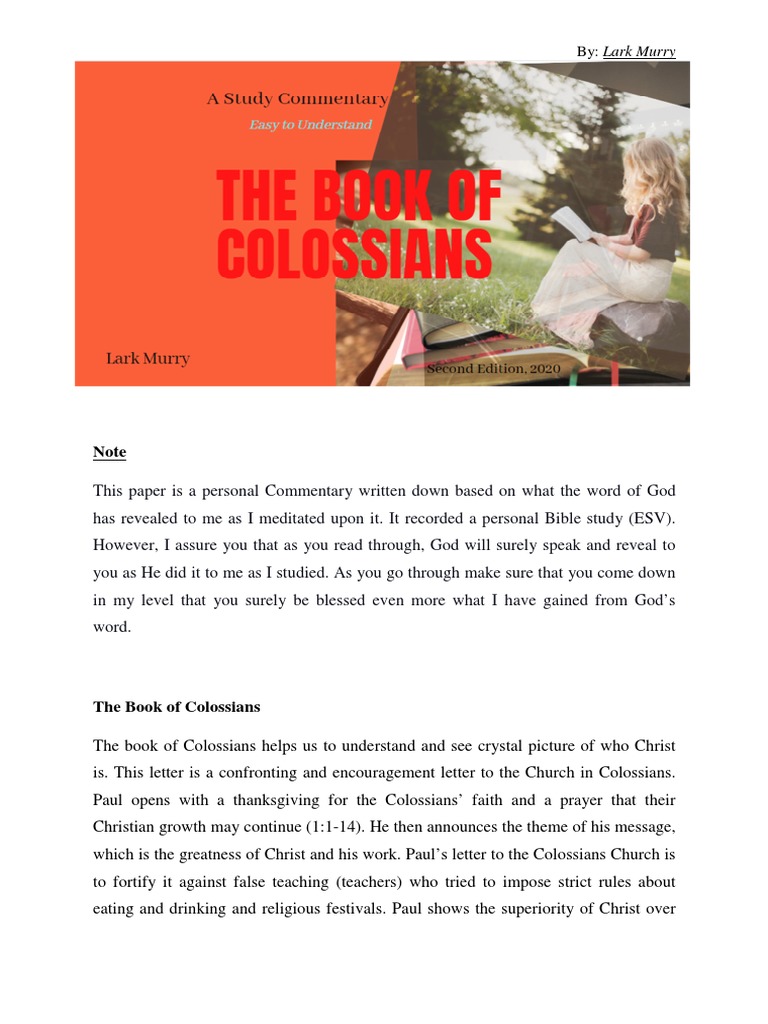 The Book of Colossian | PDF | Epistle To The Colossians | Paul The Apostle