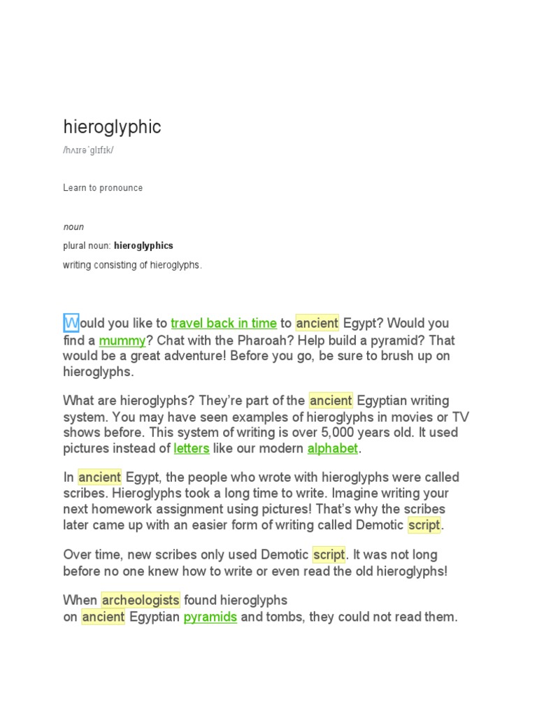 Ancient Egyptian Hieroglyphs Guide | PDF | Foreign Language Studies