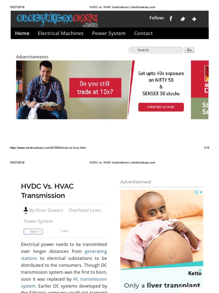HVDC vs. HVAC Transmission | PDF | High Voltage Direct Current ...