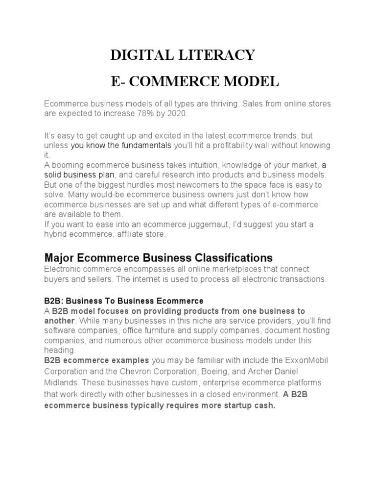 Ecommerce Business Models Explained | PDF | E Commerce | Retail