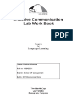 Effective Communication Lab Work Book: Centre For Languages Learning