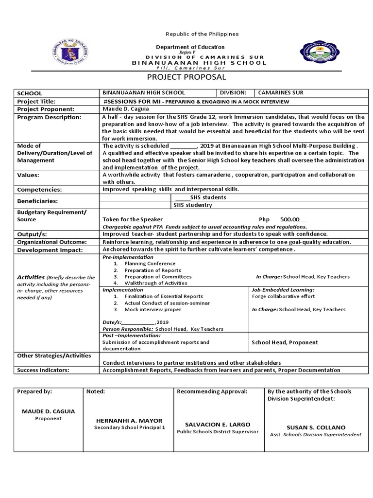 Mock Interview Preparation Proposal | PDF | Teachers | Behavior ...